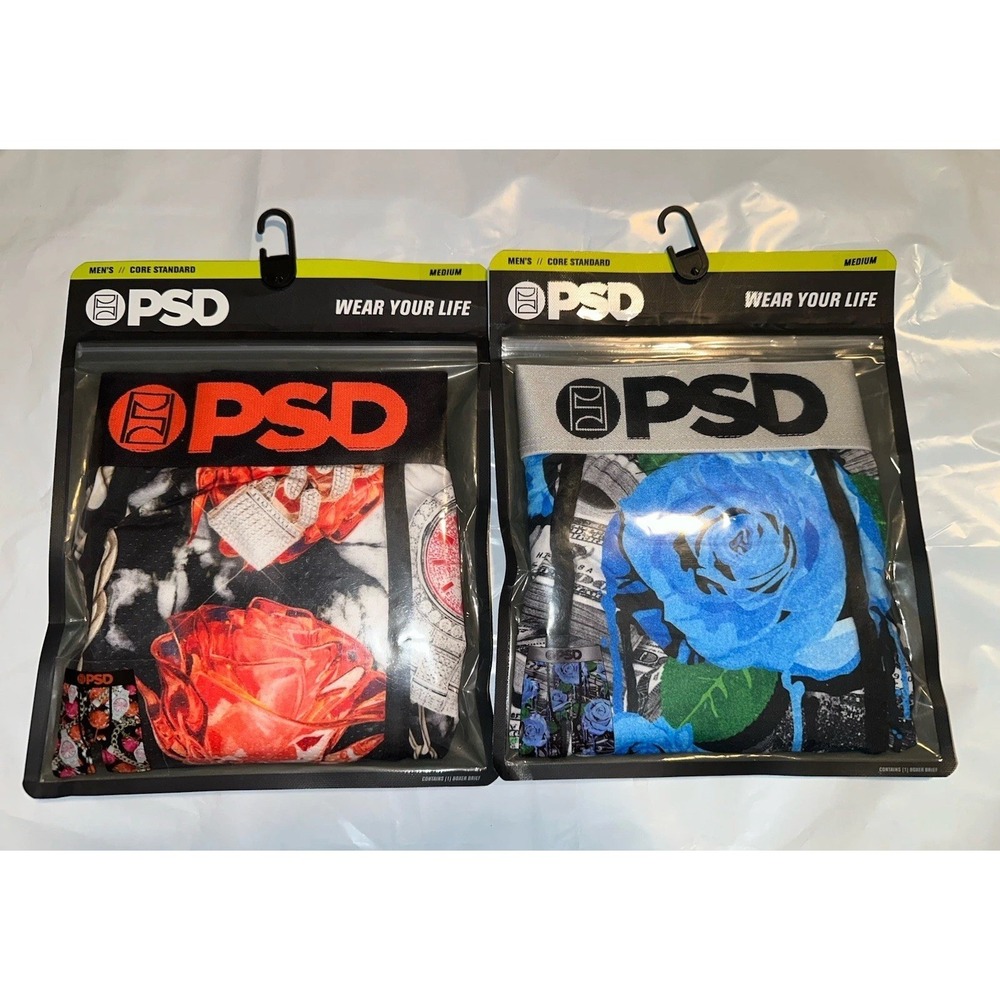 PSD MEN'S ORANGE ICE & ROSE DRIPPIN BUNDLE CORE STANDARD BOXER BRIEF MEDIUM